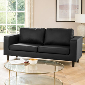 Monmouth Faux Leather 3 Seat Sofa - Black