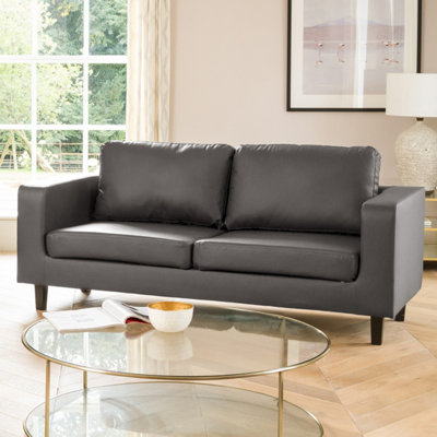 Monmouth Faux Leather 3 Seat Sofa - Grey