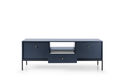 Mono TV Cabinet in Navy - Stylish and Functional Entertainment Centre with Drawer and Doors (W1540mm x H560mm x D390mm)