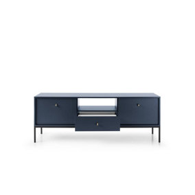 Mono TV Cabinet in Navy - Stylish and Functional Entertainment Centre with Drawer and Doors (W1540mm x H560mm x D390mm)