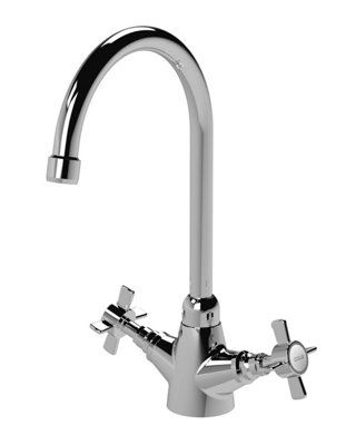 Mono Two Crosshead Handle Sink Mixer Tap - Chrome - Balterley