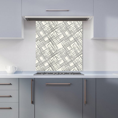 Monochrome Distressted Pattern Premium Glass Kitchen Splashback W600mm ...