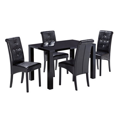Monroe Black High Gloss Medium Dining Table - Sleek Modern Design with Simplistic Elegance