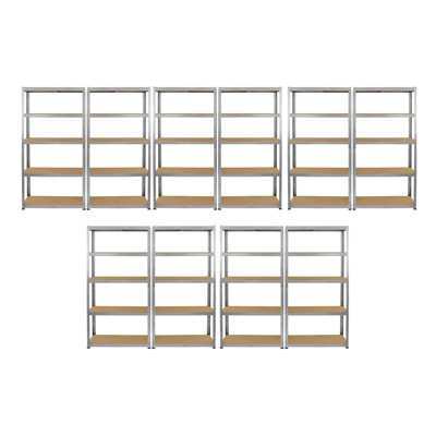 Monster Racking 10 x Galwix Steel Shelving, 175kg/shelf, 90 x 30 x 180cm, 5 Tier Galvanised Storage Bays