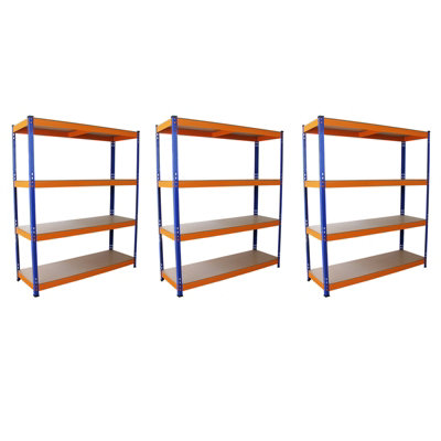 Monster Racking S-RAX 3 x Metal Shelving Racking Heavy Duty Units, 265kg/Shelf, 150cm x 50cm x 180cm