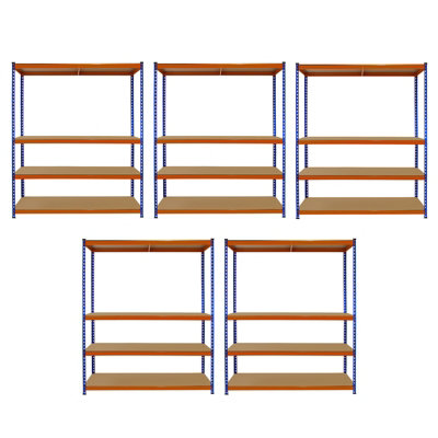 Monster Racking S-RAX 5 x Metal Shelving Heavy Duty Racking Units, 265kg/Shelf, 150cm x 50cm x 180cm