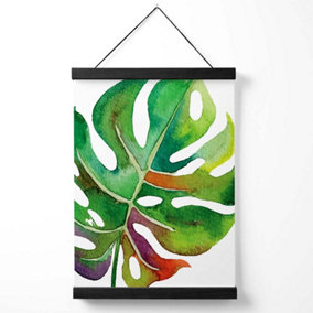 Monstera Leaf Abstract Watercolour Botanical Medium Poster with Black Hanger