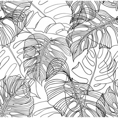 Monstera Leaf Wallpaper In Monochrome