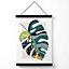 Monstera Teal and Green Mid Century Modern  Medium Poster with Black Hanger