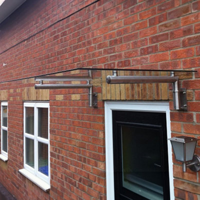MonsterShop Glass Door Canopy & Brackets, 120cm W, 80cm D