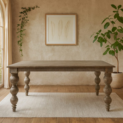 Montaine Mid-Century Rectangular Wood Dining Table 2000mm Rustic Farmhouse