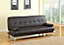 Montana double Sofa Bed 3 Seater Brown Faux Leather Padded Tufted Recliner Clic Clac Chrome Legs Cushioned Armrests