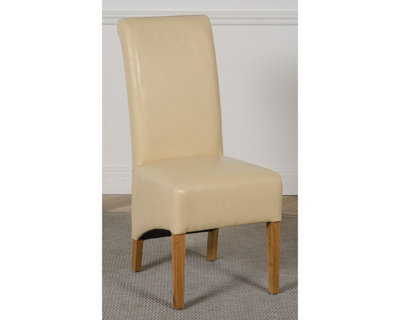 Montana Ivory Leather Dining Chairs for Dining Room or Kitchen