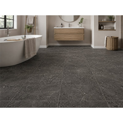 Montavero Black Stone Effect Floor Tile (90 Pack - 15 Box - 15.9m2 ...