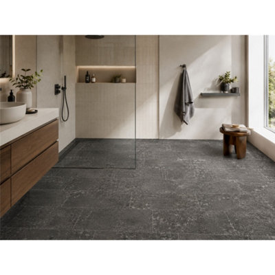 Montavero Black Stone Effect Floor Tile (90 Pack - 15 Box - 15.9m2 ...