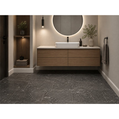 Montavero Black Stone Effect Floor Tile (90 Pack - 15 Box - 15.9m2 ...