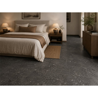 Montavero Black Stone Effect Floor Tile (90 Pack - 15 Box - 15.9m2 ...