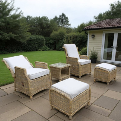 Monte Carlo 5-Piece Beige Rattan Reclining Bistro Set with Chairs ...