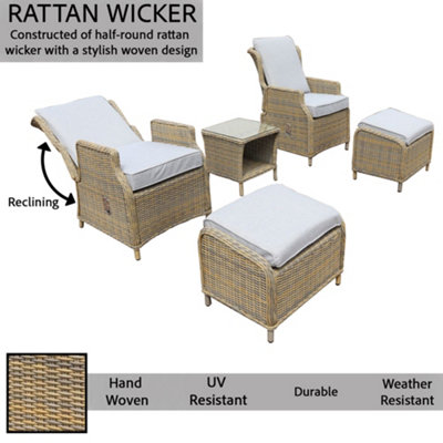 Monte Carlo 5-Piece Beige Rattan Reclining Bistro Set with Chairs ...