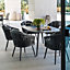 Monterrey 6 Seat Oval Dining Set with Thin Rope Weave and Ceramic Table in Grey
