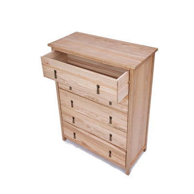 Montese 5 Drawer Chest of Drawers Drop Brass Handle