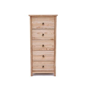 Montese 5 Drawer Narrow Chest of Drawers Brass Ring Handle