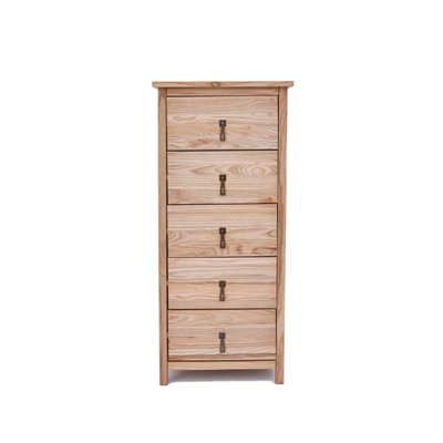 Montese 5 Drawer Narrow Chest of Drawers Drop Brass Handle