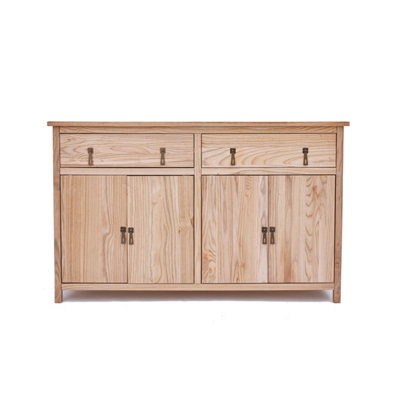 Montese Light Wood 2 Drawer 4 Door Sideboard Brass Drop Handle