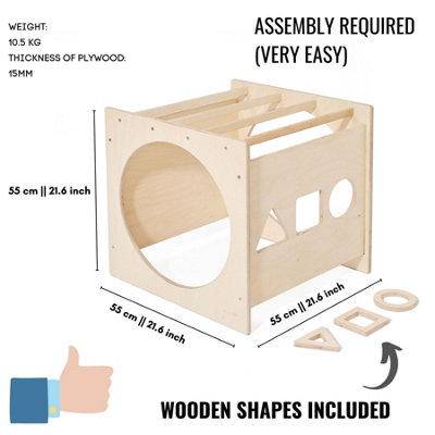 Montessori-inspired Wooden Climbing Cube Frame for Baby and Toddler Play - Indoor Playground, Pikler Style