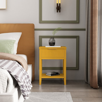 Monti 1 Drawer Mustard Bedside Table DIY at B&Q