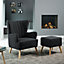 Monticello Textured Fabric Accent Chair and Stool - Black