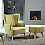 Monticello Textured Fabric Accent Chair and Stool - Green