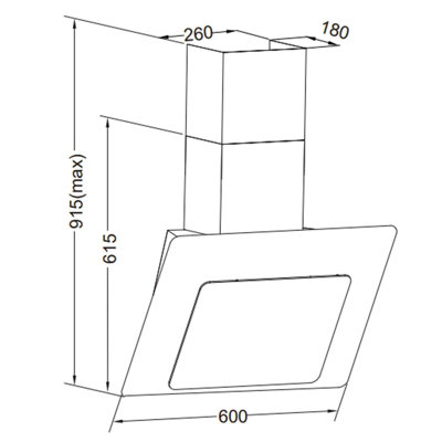 Montpellier MHD650BK 60cm Black Angled Glass Cooker Hood Kitchen ...