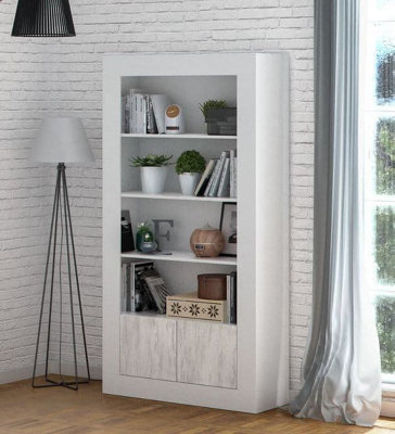 Montreal White And Wood Effect Tall Bookcase