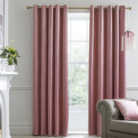 Montrose Velvet Blackout-Coated Pair of Eyelet Curtains