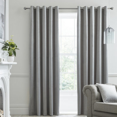 Montrose Velvet Blackout-Coated Pair of Eyelet Curtains