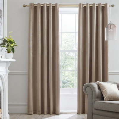 Montrose Velvet Blackout-Coated Pair of Eyelet Curtains