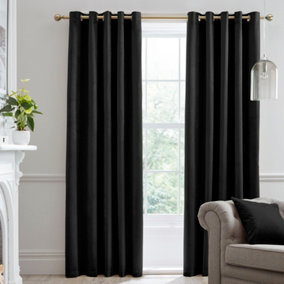 Montrose Velvet Blackout-Coated Pair of Eyelet Curtains