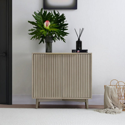 Monza 2 Door Sideboard with Fluted Panels Pale Ash