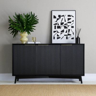 Monza 3 Door Sideboard with Fluted Detailing Black