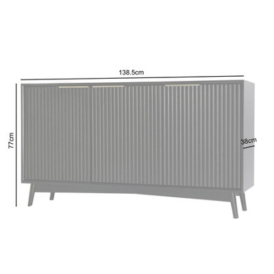 Monza 3 Door Sideboard with Fluted Detailing Black