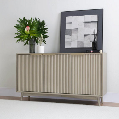 Monza 3 Door Sideboard with Fluted Detailing Pale Ash