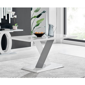 Monza 6 Seater White & Grey High Gloss Dining Table