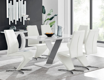 White and grey dining deals table and 6 chairs