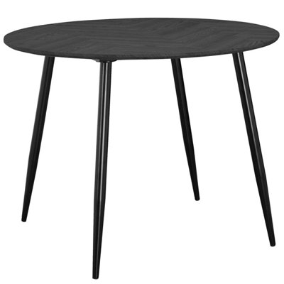 Monza Dining Table DIA100 cm in Fishbone Grey Oak Look