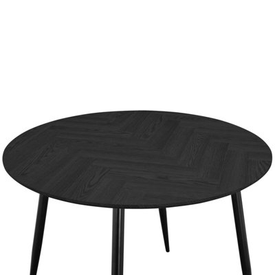 Monza Dining Table DIA100 cm in Fishbone Grey Oak Look