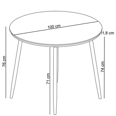 Monza Dining Table DIA100 cm in Fishbone Grey Oak Look