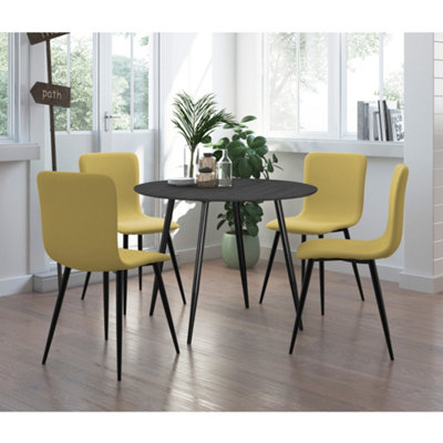 Monza Dining Table DIA100 cm in Fishbone Grey Oak Look