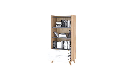MOOD-03 - Bookcase with Drawers Trendy Bedroom & Study Storage (H)1570mm(W)720mm (D)400mm