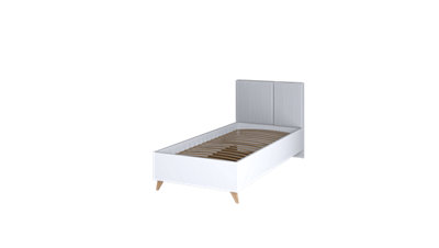 MOOD-11 Modern and Chic  Bed Frame EU Single, 90x200cm- Stylish Bedroom Furniture with Upholstered Headboard